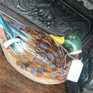 Hand-Painted Mallard Duck Decorative Sculpture - Green, Brown, Blue